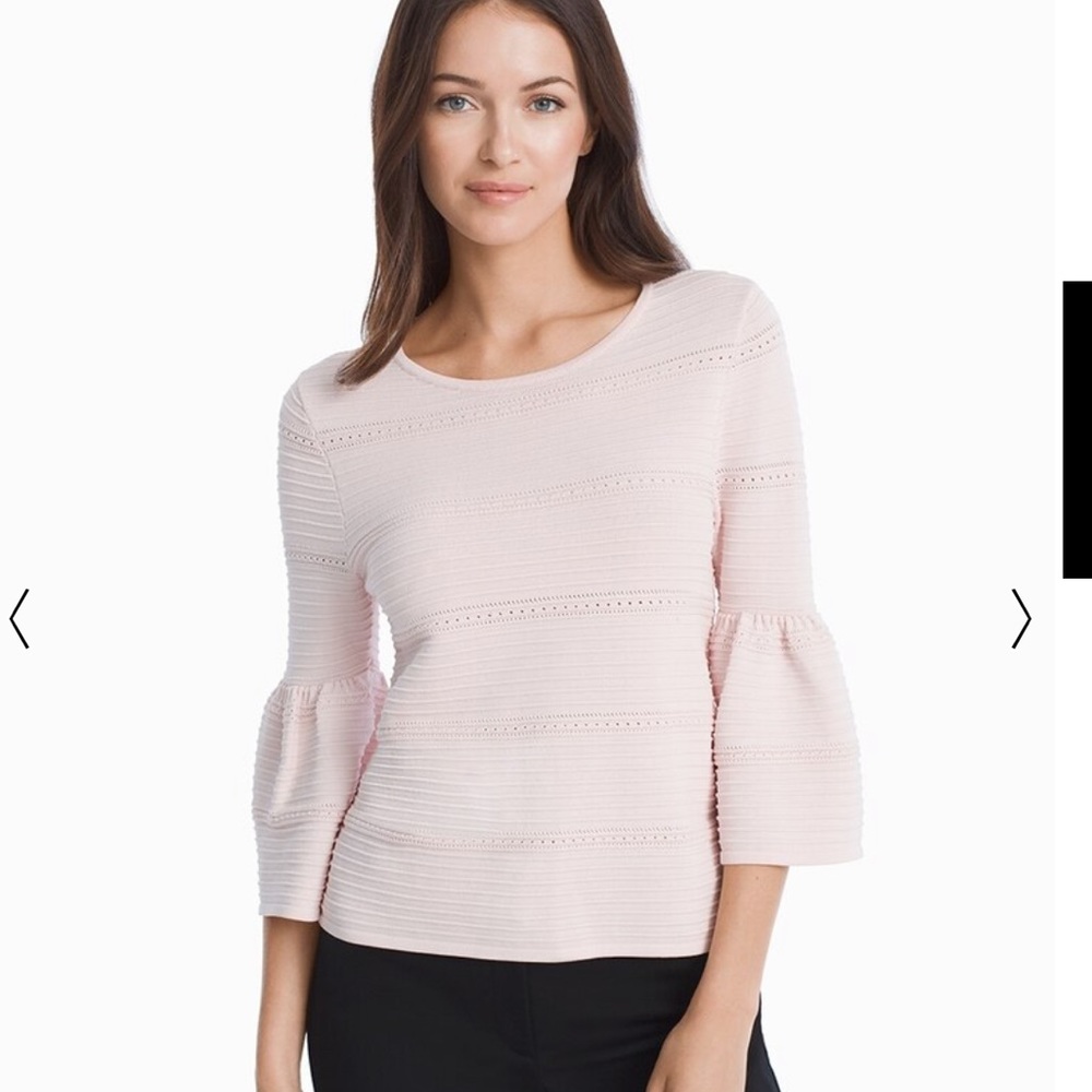 WHBM Pointelle Flare Sleeve Knit Sweater Top
